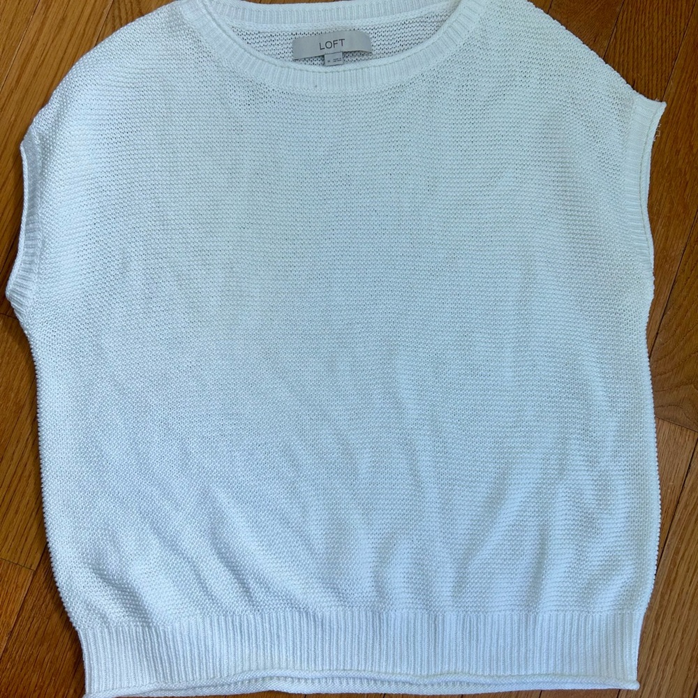LOFT Women's Cream Sleeveless Sweater M